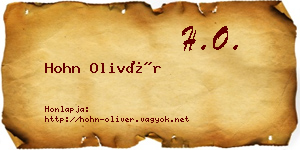 Hohn Olivér névjegykártya